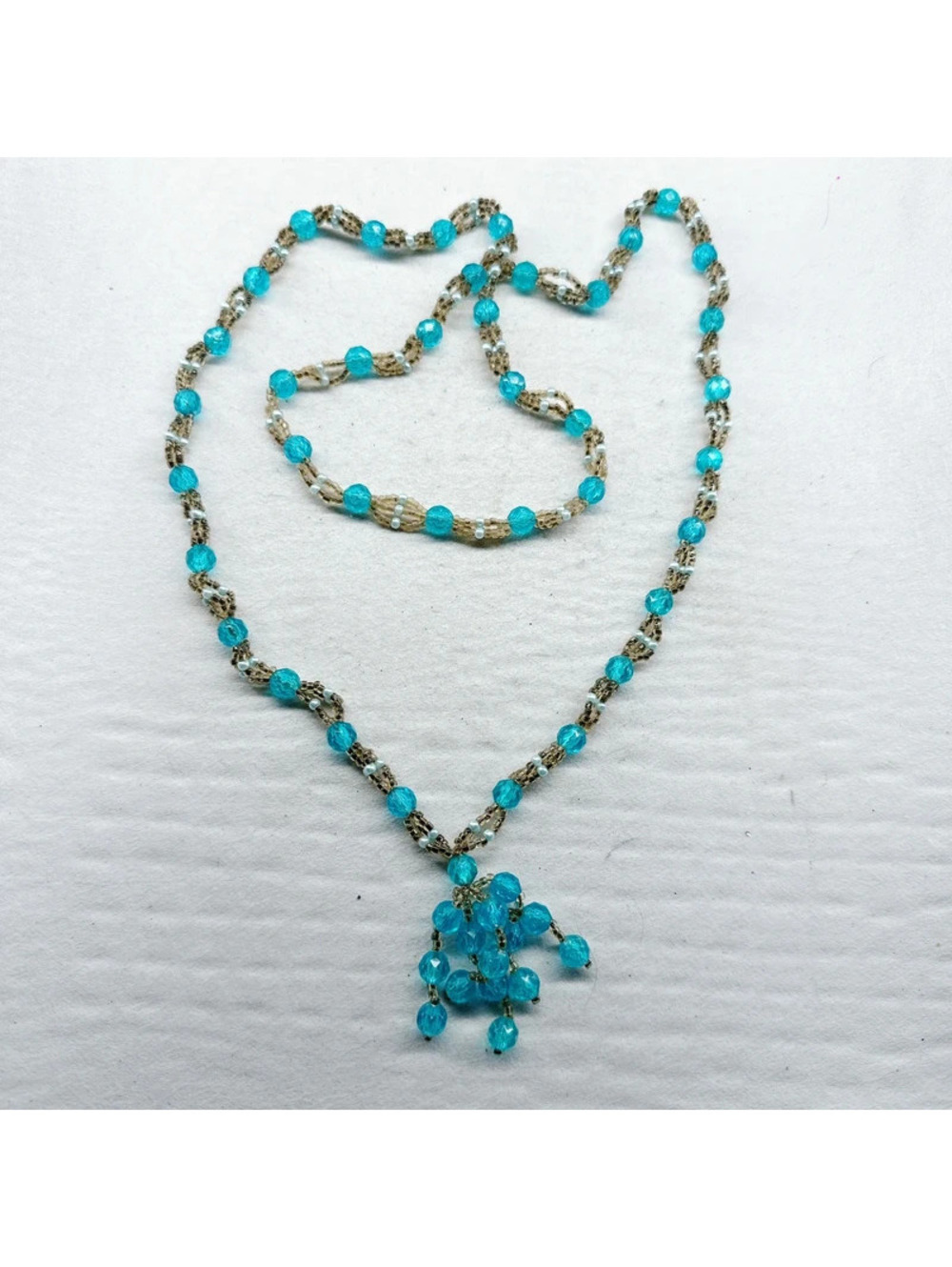5511gc. Handmade Plastic Teal Necklace